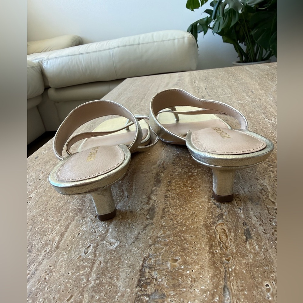 Veronica Beard Metallic Gold Strappy Slide Sandal size 6.5 - Picture 5 of 8